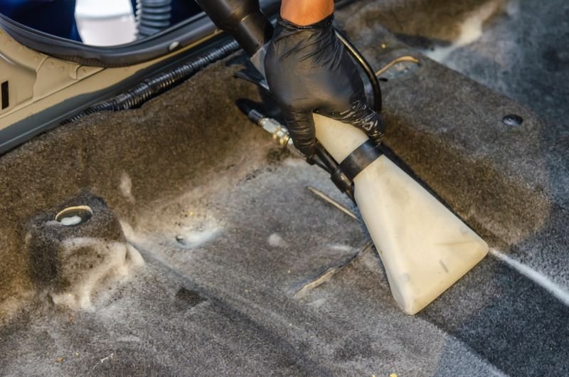 Car floor shampoo cleaning